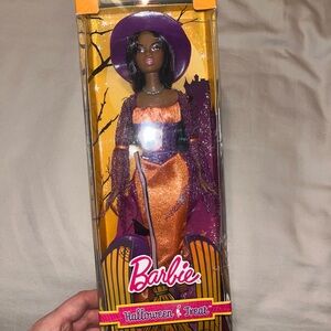 NIB Mattel African American Barbie Witch Doll in Orange and Purple